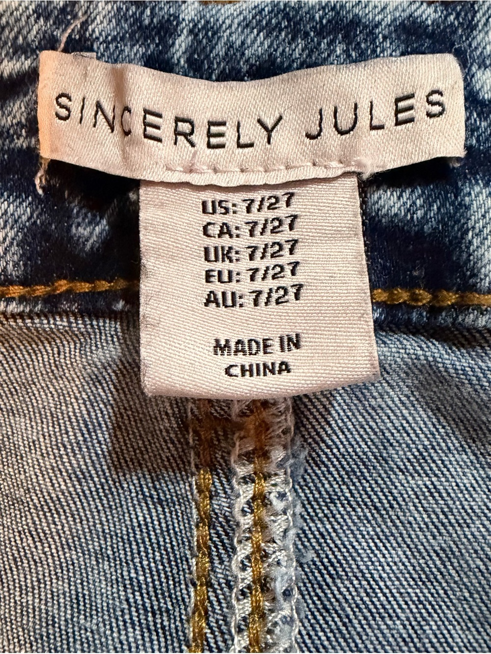 Sincerely Jules Light Blue Acid Wash Denim Mini Skirt with Belt Size 7/27 - Picture 6 of 7
